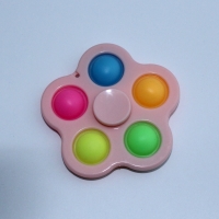 Breloc Fidget Spinner/Pop It, antistres, roz cu 5 buline colorate, 8 cm, Vivo, FIDGET-PINK