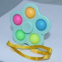 Breloc Fidget Spinner/Pop It, antistres, albastru turcoaz cu 5 buline colorate, 8 cm, Vivo, FIDGET-BLUE