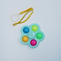 Breloc Fidget Spinner/Pop It, antistres, albastru turcoaz cu 5 buline colorate, 8 cm, Vivo, FIDGET-BLUE