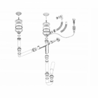 Kit sifon scurgere pentru chiuvete cu 2 cuve, ventil cu inchidere automata, Franke 112.0070.253