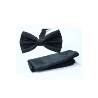 Set papion si batista pentru sacou, negru, 12 x 6.5 cm, Ryan Keeper