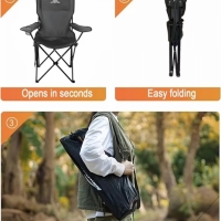 Set doua scaune camping / pescuit, pliabile, negru, 96 x 54 x 86cm, Vivo AC03