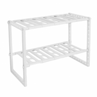 Raft ajustabil pentru spatiul de sub chiuveta, 2 etaje, 25 x 38.5 x 43 cm, alb, Vivo TK0121