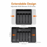 Organizator sertar pentru tacamuri, extensibil, 38 x 33/57 cm, negru, Vivo WK005