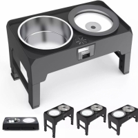 Bol dublu hrana si apa pentru animale de companie, cu suport ajustabil, negru Vivo SY-097