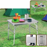 Masa de camping pliabila, aluminiu, alb, 75 x 55 x 59 cm, Vivo 44756