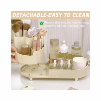 Organizator de machiaj cu compartiment rotativ 360°, bej, Vivo OF007