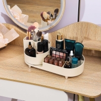 Organizator de machiaj cu compartiment rotativ 360°, bej, Vivo OF007