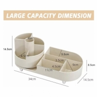 Organizator de machiaj cu compartiment rotativ 360°, bej, Vivo OF007