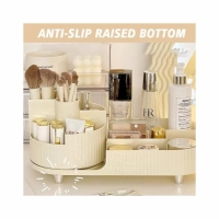 Organizator de machiaj cu compartiment rotativ 360°, bej, Vivo OF007