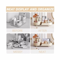 Organizator de machiaj cu compartiment rotativ 360°, bej, Vivo OF007