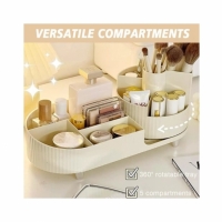 Organizator de machiaj cu compartiment rotativ 360°, bej, Vivo OF007