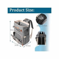 Geanta/rucsac pentru scutece, impermeabila, cu port USB, poate fi atarnata pe carucior, 42 x 32 x 15, 5 cm, gri OF008
