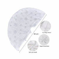 Covoras brad de Craciun, blana alba cu fulgi de nea argintii, 90 m, Vivo CTS90