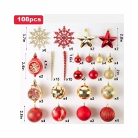 Set globuri de Craciun, 108 piese, auriu si rosu, diverse forme si dimensiuni, Vivo CB108