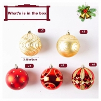 Set globuri de Craciun, 16 piese, auriu si rosu, 8 cm, Vivo CB16