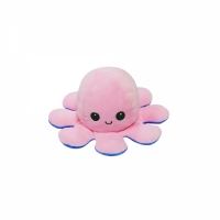 Caracatita reversibila din plus cu doua emotii, cu LED, albastru/roz, 20 x 8 cm, Vivo OCTOPUS-BLUE/PINK