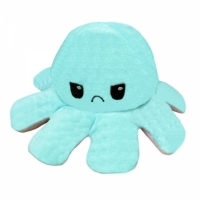 Caracatita reversibila din plus cu doua emotii, cu LED, turcoaz/roz, 20 x 8 cm, Vivo OCTOPUS-TURCOAZ/PINK