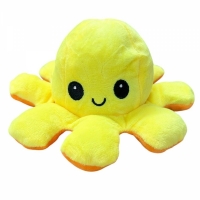 Caracatita reversibila din plus cu doua emotii, cu LED, galben/portocaliu, 20 x 8 cm, Vivo OCTOPUS-YELLOW/ORANGE