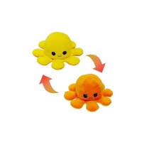 Caracatita reversibila din plus cu doua emotii, cu LED, galben/portocaliu, 20 x 8 cm, Vivo OCTOPUS-YELLOW/ORANGE