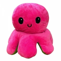 Caracatita reversibila din plus cu doua emotii, pink/verde inchis, 30 x 12 cm, Vivo S087-PINK/GREEN