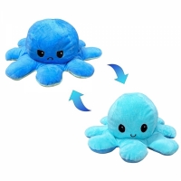 Caracatita reversibila din plus cu doua emotii, albastru/turcoaz, 30 x 12 cm, Vivo S087-BLUE/TURCOAZ
