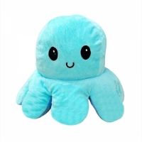 Caracatita reversibila din plus cu doua emotii, albastru/turcoaz, 30 x 12 cm, Vivo S087-BLUE/TURCOAZ