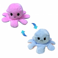 Caracatita reversibila din plus cu doua emotii, roz/turcoaz, 30 x 12 cm, Vivo S087-PINK/TURCOAZ