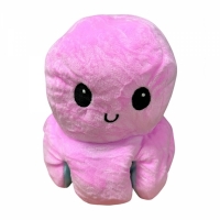 Caracatita reversibila din plus cu doua emotii, roz/turcoaz, 30 x 12 cm, Vivo S087-PINK/TURCOAZ