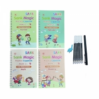 Set 4 caiete de lucru si stilou magic, reutilizabile, multicolor, Sank Magic, 4026B