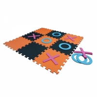 Covoras puzzle cu X si O din spuma EVA, 9 bucati, multicolor, 94.5 x 94.5 cm montat, My Garden 2902