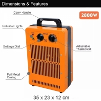 Incalzitor industrial cu ventilator, portocaliu/negru, 2.8 W, 35x23x12 cm, Benross 42468