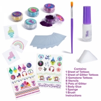 Set tatuaje cu sclipici, pentru copii, multicolor, Dreamworks Trolls, RMS 64-0032