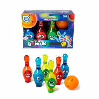 Set bowling Grafix cu LED-uri, albastru, rosu, verde, Light Up Bowling, R05-0707-BLUE