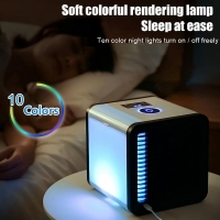 Ventilator de masa cu functie de umidificare si lumini colorate, Mini Air Cooler, cu USB, HS105