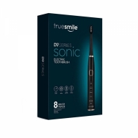 Periuta de dinti electrica Sonic D7 True Smile, reincarcabila, negru, cu 8 capete de schimb si husa transport alb, TS0102